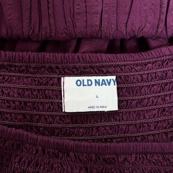 Old Navy Womens Seersucker Smocked Babydoll Blouse Peplum Peasant Large Purple - Picture 4 of 14